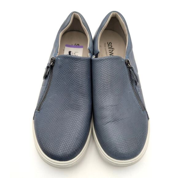 Softwalk Arezzo Sneaker Shoes Side Zip Women's Leather Blue Size US9.5 EU40 - Picture 9 of 12